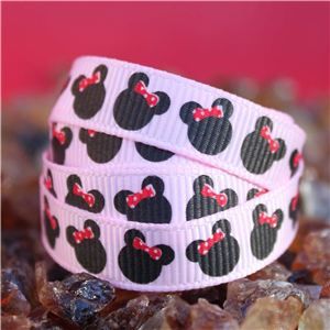 Mouse Head  Ribbon - Pink Mini Red Bow